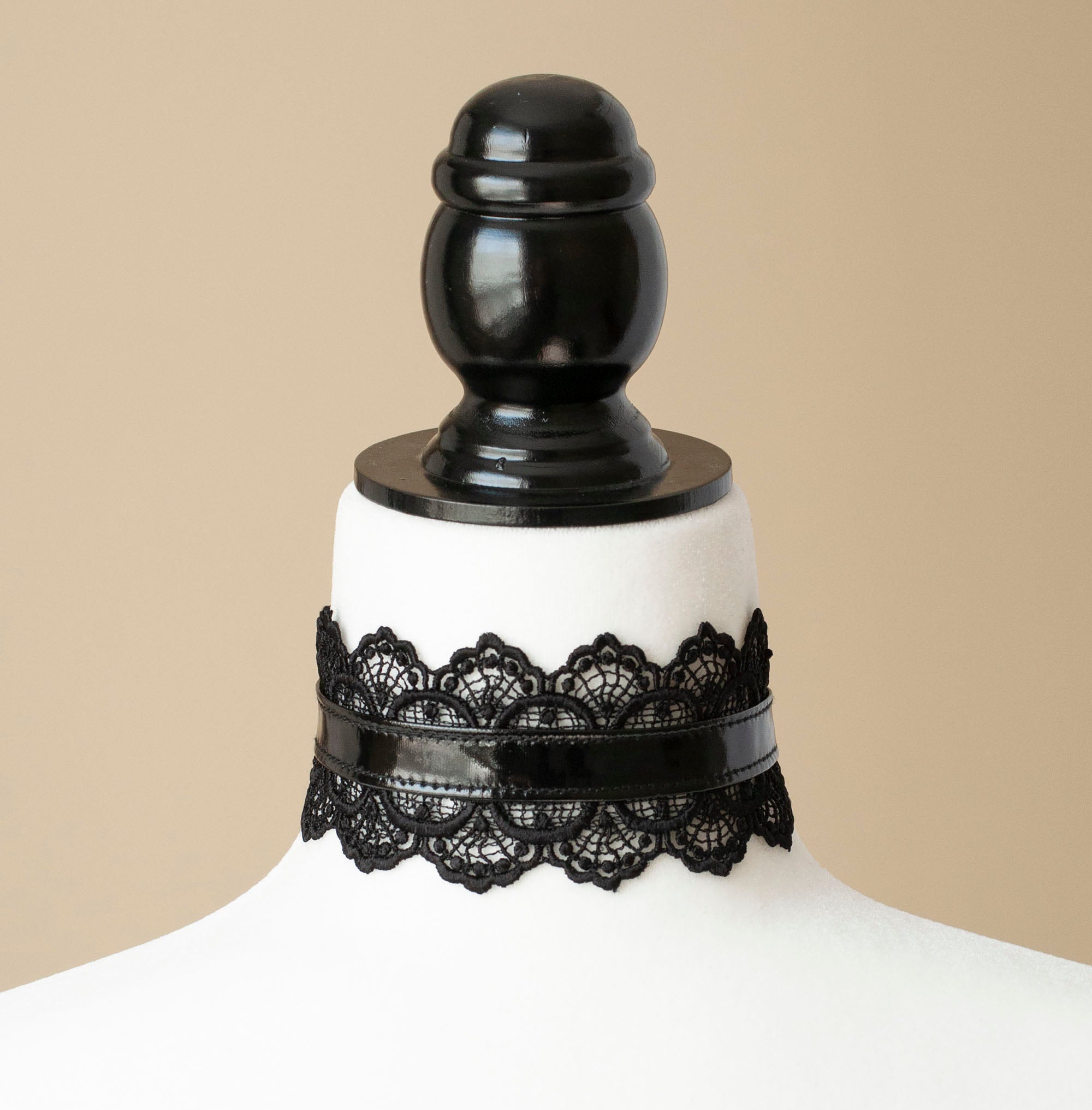 Gothic PVC and lacechoker Decadent Designs