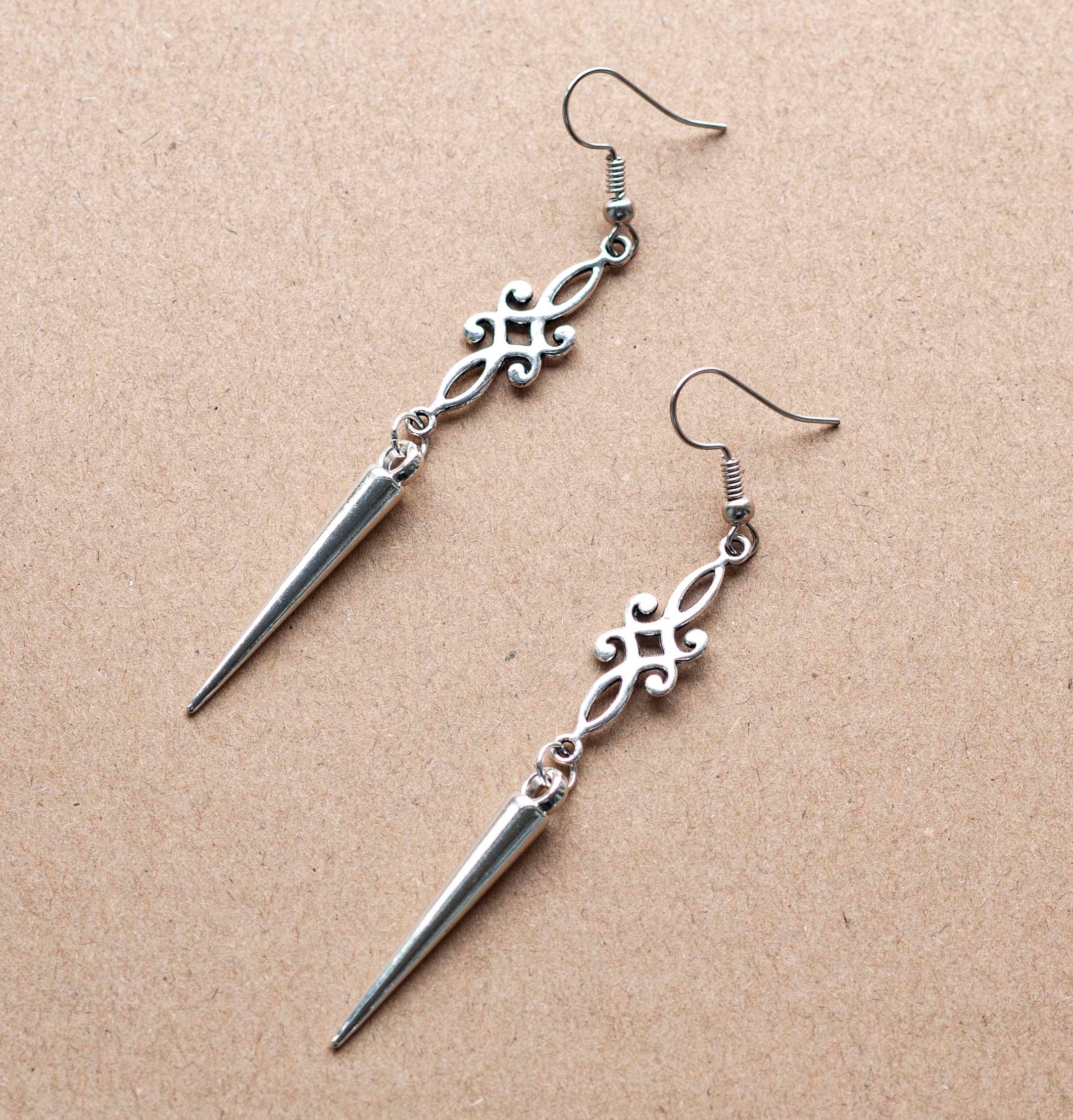 Edgy silver earrings sale