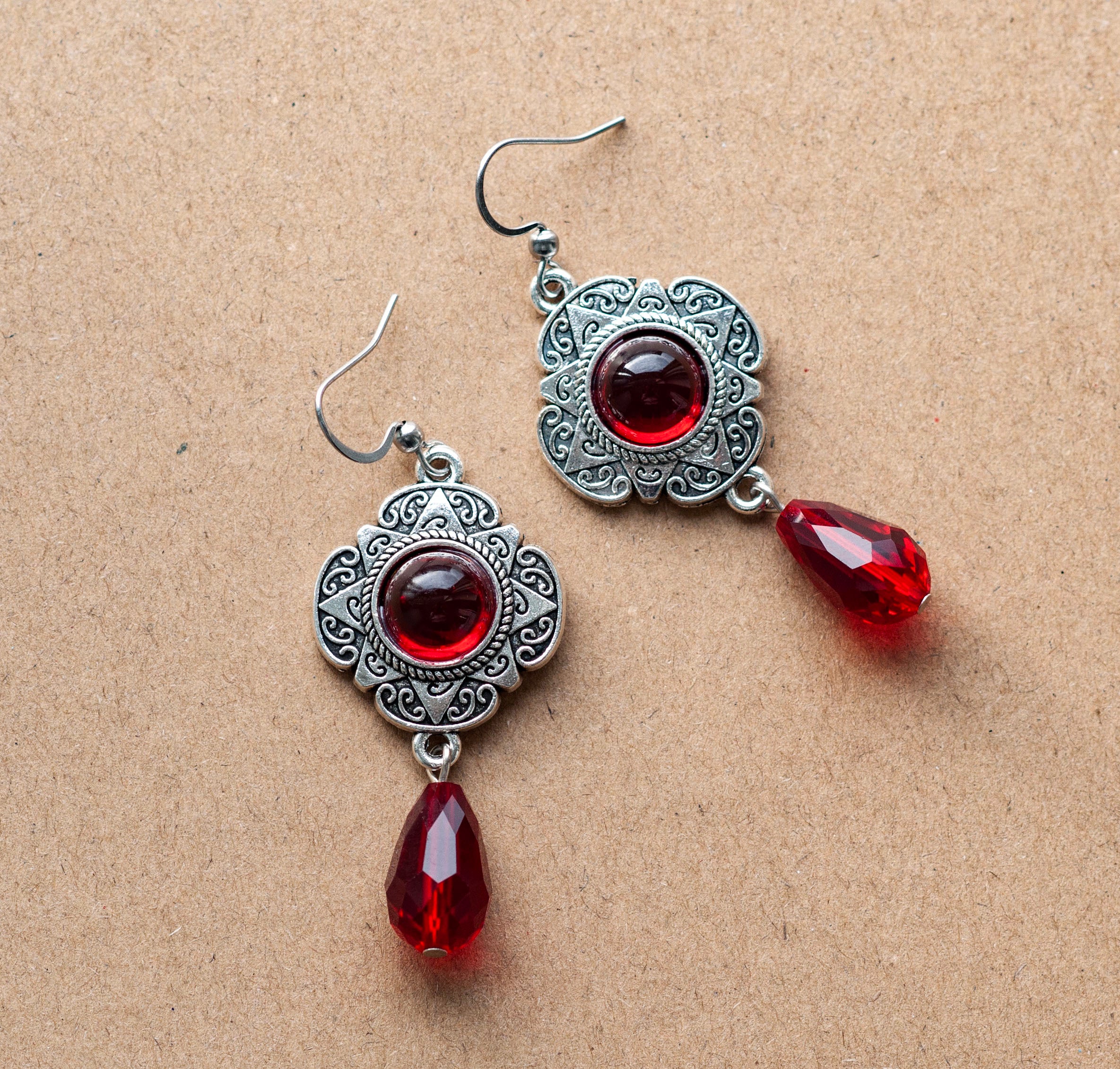 Amazon.com: Dark red burgundy wine maroon sterling ball stud sea glass  dangle earrings (Dark red studs) : Handmade Products